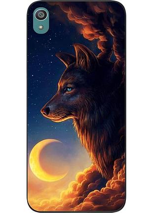 Бампер силиконовый чехол для sony xperia z5 e6633 с картинкой волк и луна