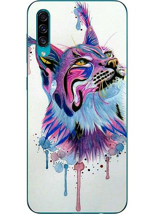 Силиконовый чехол для samsung a30s galaxy a307f с картинкой рысь акварель