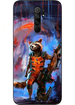 Силіконовий чохол для xiaomi redmi 9 з картинкою єнот ракета