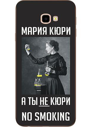 Антибрендовый силіконовий чохол для samsung galaxy j4 plus 2018 марія кюрі на чорному тлі