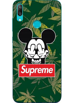 Силиконовый чехол для huawei y7 2019 с картинкой микки маус supreme