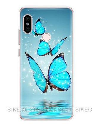 Бампер силиконовый чехол с картинкой для xiaomi redmi note 5 три бабочки