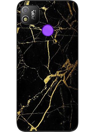 Силиконовый чехол бампер для tecno pop 4 с картинкой мрамор