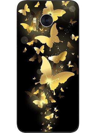 Силиконовый чехол для huawei y5 2017 с картинкой золотые бабочки