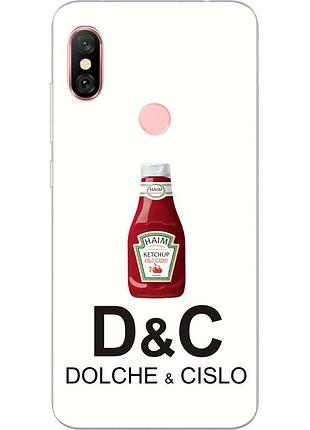 Антибрендовый силиконовый чехол для xiaomi redmi note 6 pro с картинкой dolche и cislo
