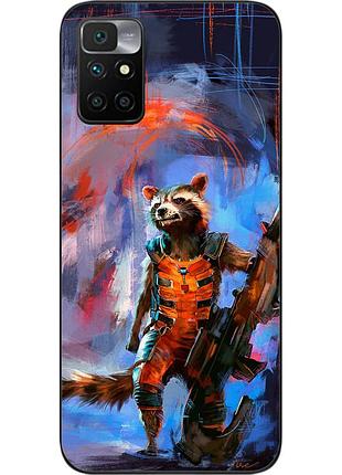 Бампер силіконовий чохол для xiaomi redmi 10 з картинкою єнот ракета