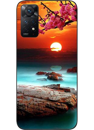 Силиконовый чехол бампер для xiaomi redmi note 11 pro с картинкой красивый закат