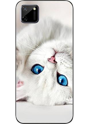 Оригінальний чохол для realme c11 з картинкою білий котик