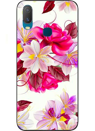 Силиконовый чехол для vivo y11 с картинкой яркие цветы