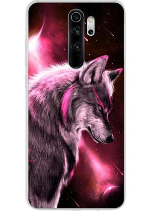 Силіконовий чохол бампер для xiaomi redmi note 8 pro з картинкою вовк