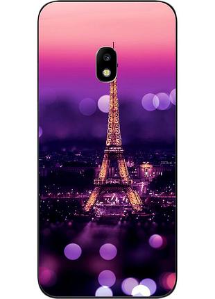 Бампер силиконовый чехол для samsung j7 2017 galaxy j730 с картинкой париж ночью