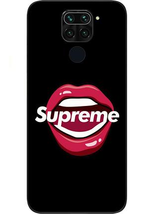 Бампер силиконовый чехол для xiaomi redmi note 9 с картинкой губы supreme