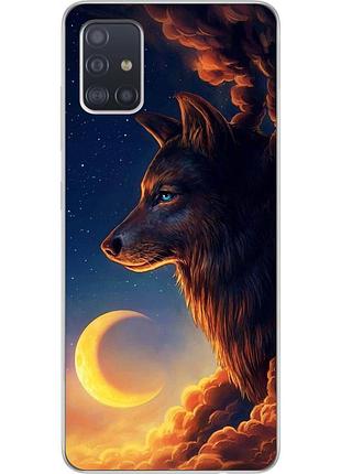 Чехол силиконовый для samsung a51 2020 galaxy a515 с картинкой луна и волк