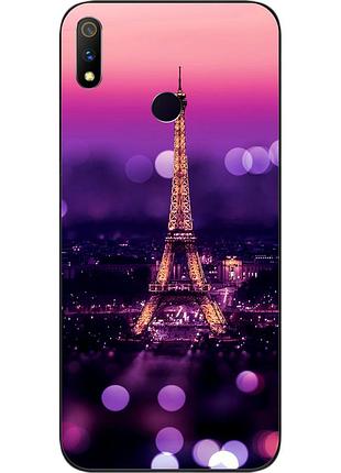 Силиконовый чехол для realme 3 pro с картинкой париж ночью