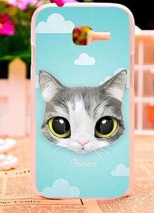 Бампер силиконовый чехол для samsung galaxy s7260 s7262 с картинкой котенок