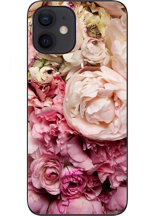 Чохол силіконовий для iphone 12 mini з картинкою півонії