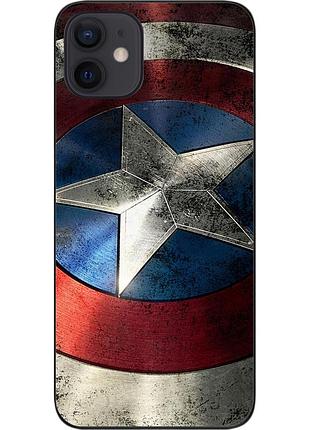 Силиконовый чехол бампер для iphone 12 с картинкой капитан америка