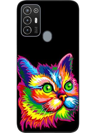 Силиконовый чехол для zte blade a52 с картинкой яркий кот