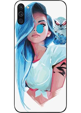 Силіконовий чохол для samsung a11 galaxy a115f з картинкою дівчина з совою