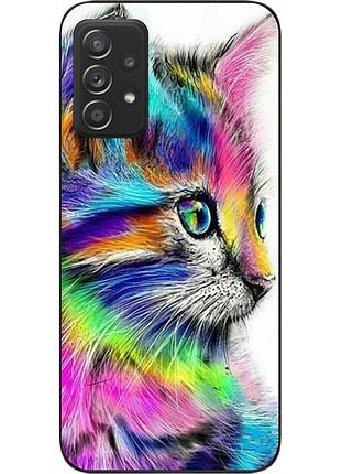 Силіконовий чохол для samsung a52 galaxy a525f з картинкою різнобарвний котик