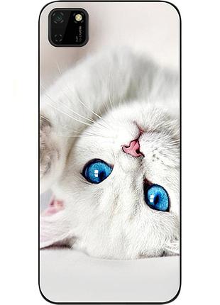 Оригінальний чохол для huawei y5p з картинкою білий котик