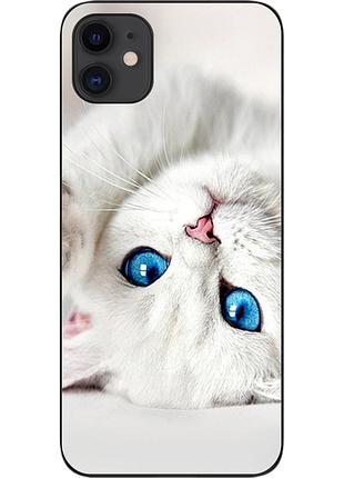 Чохол силіконовий для iphone 11 з картинкою білий котик