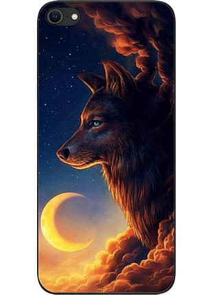 Бампер силиконовый чехол для iphone se 2020 с картинкой волк и луна