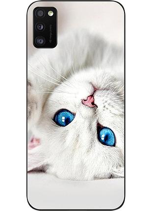Оригінальний чохол для samsung a41 galaxy a415f з картинкою білий котик