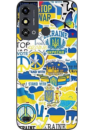 Силиконовый чехол для zte blade a53 с картинкой стикеры украина