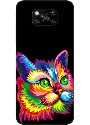 Силиконовый чехол для xiaomi poco x3 с картинкой яркий кот