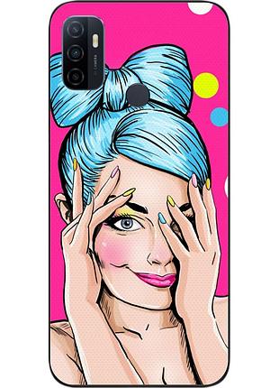 Силиконовый чехол для oppo a53 с картинкой девушка поп арт
