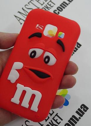 Объемный 3d силиконовый чехол для samsung galaxy j1 j100 красный m&m's