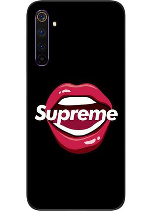 Силиконовый чехол для realme 6 с картинкой губы supreme