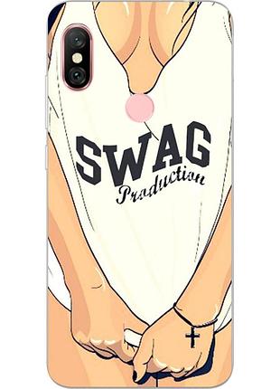 Силиконовый чехол для xiaomi redmi note 6 pro с картинкой swag