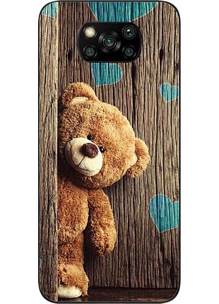 Бампер силиконовый чехол для xiaomi poco x3 с картинкой мишка
