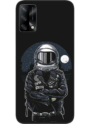 Силиконовый чехол бампер для oppo a74 с картинкой космонавт и луна