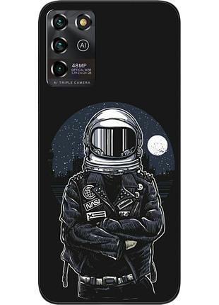 Силиконовый чехол бампер для zte blade v30 vita с картинкой космонавт и луна