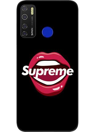 Силиконовый чехол для tecno spark 5 pro с картинкой губы supreme