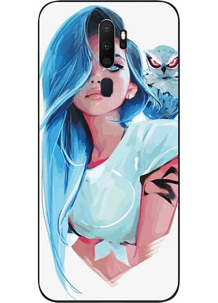 Силиконовый чехол для oppo a5 2020 с картинкой девушка с совой