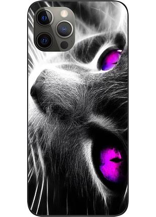 Силиконовый чехол для iphone 12 pro с картинкой красивый кот