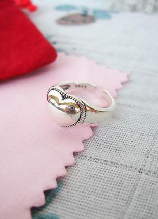Кольцо сердце серебро 925 покрытие колечко сердечко посеребрянное10 фото