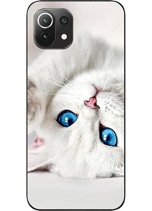 Оригинальный чехол для xiaomi mi 11 lite с картинкой белый котик