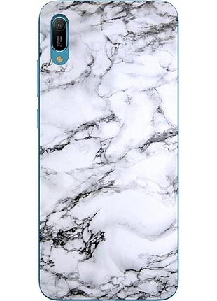 Бампер силиконовый чехол для huawei y6 2019 с картинкой мрамор