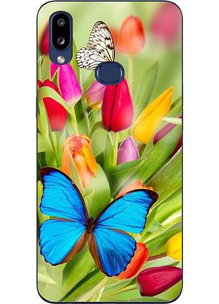 Силиконовый чехол для samsung a10s galaxy a107f с картинкой тюльпаны
