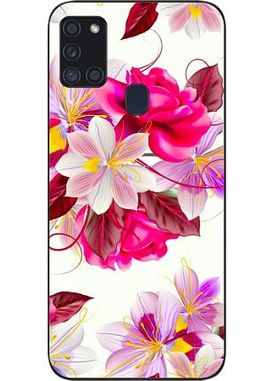 Силиконовый чехол для samsung a21s galaxy a217f с картинкой яркие цветы