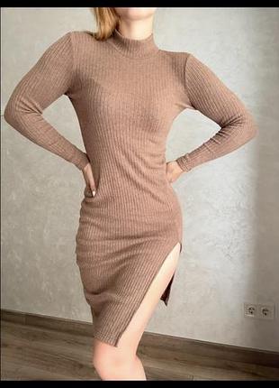 Сукня wearme коротка з розрізом коричнева розмір хс підійде на с
