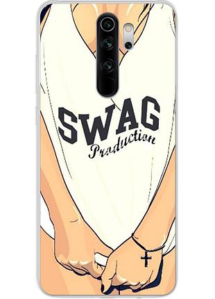 Бампер силиконовый чехол для xiaomi redmi note 8 pro с картинкой swag