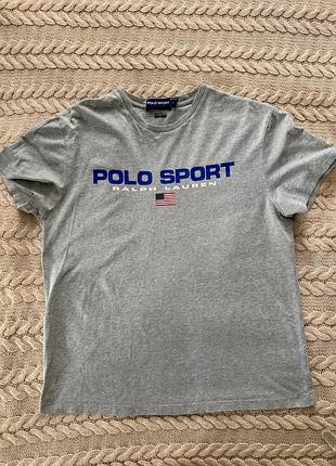 Сіра футболка polo sport ralph lauren з логотипом (розмір m)