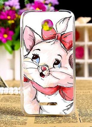 Бампер силиконовый чехол для lenovo a390 с картинкой кошечка