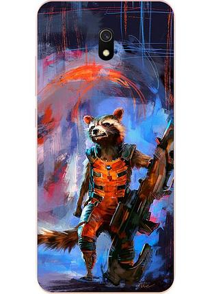 Силіконовий чохол для xiaomi redmi 8a з картинкою єнот ракета
